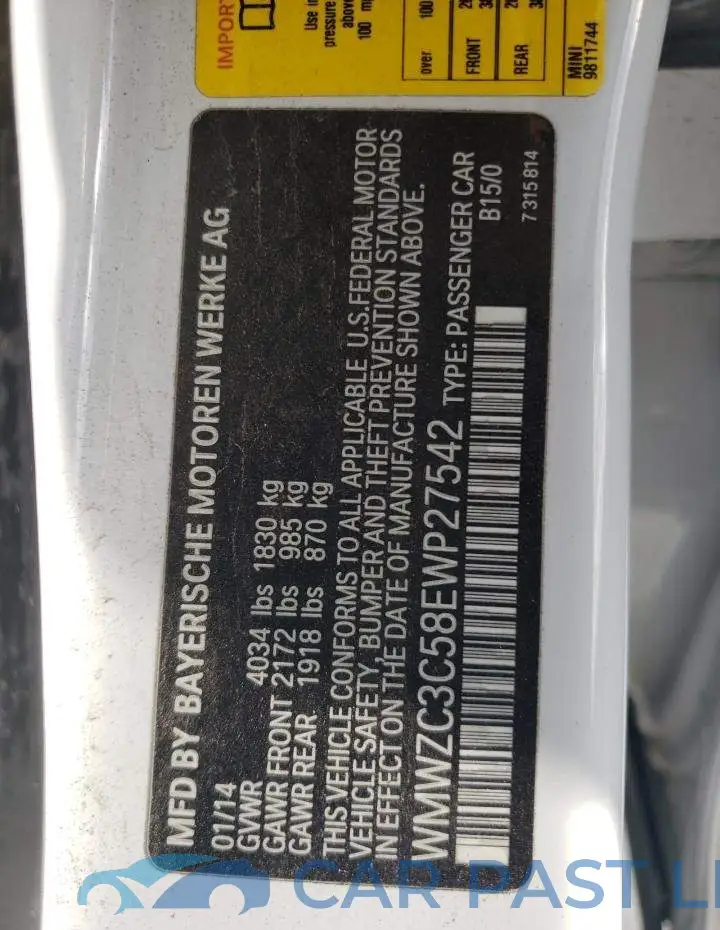 WMWZC3C58EWP27542# 13