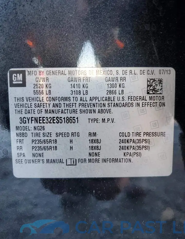 3GYFNEE32ES518651# 13