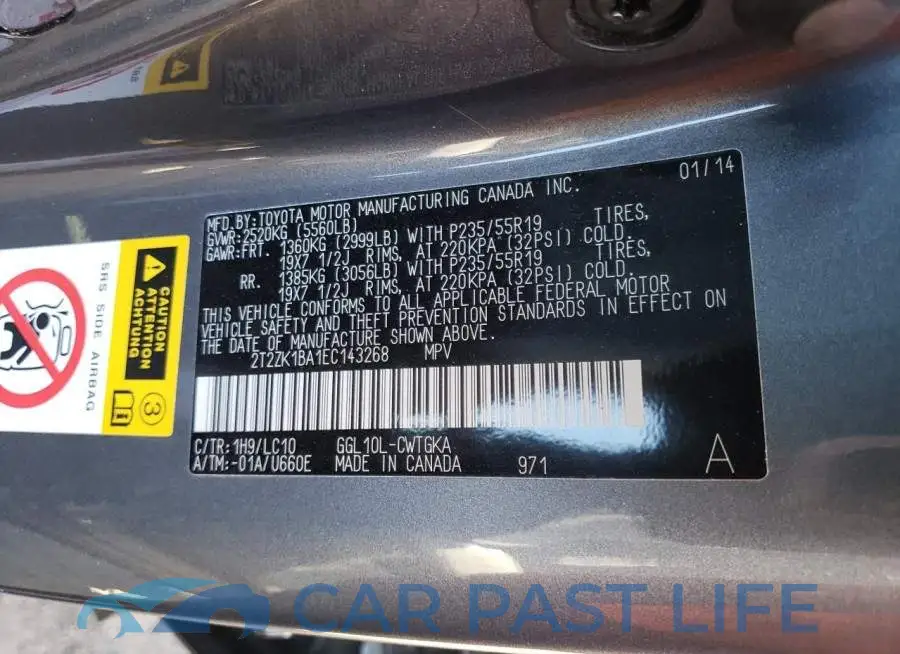 2T2ZK1BA1EC143268# 12