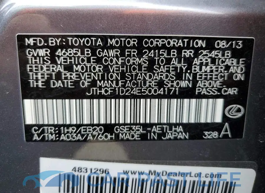 JTHCF1D24E5004171# 12