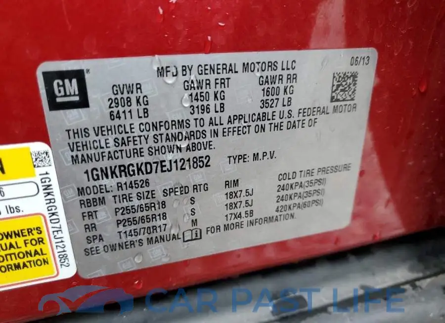1GNKRGKD7EJ121852# 13