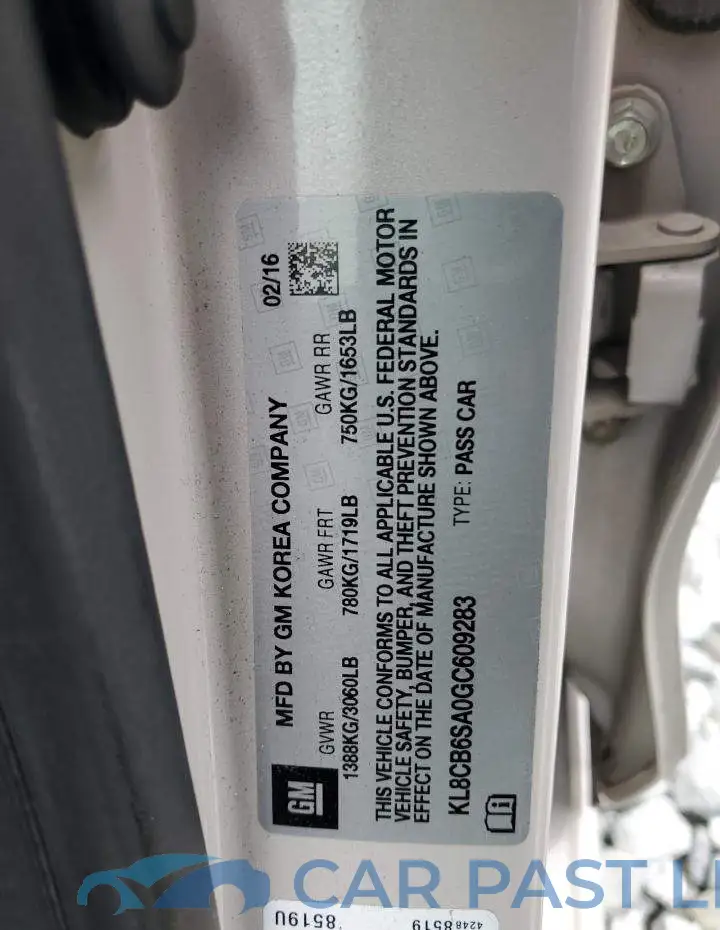 KL8CB6SA0GC609283# 12