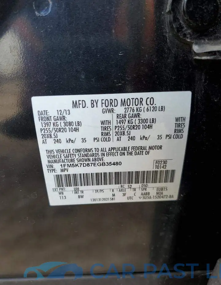 1FM5K7D87EGB35480# 14