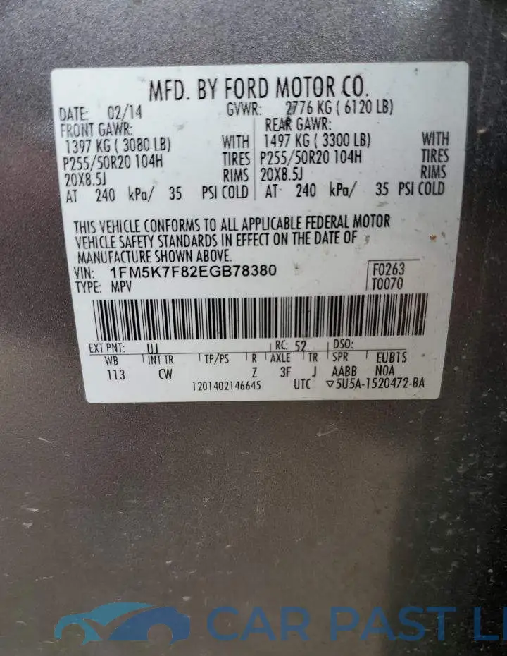 1FM5K7F82EGB78380# 14