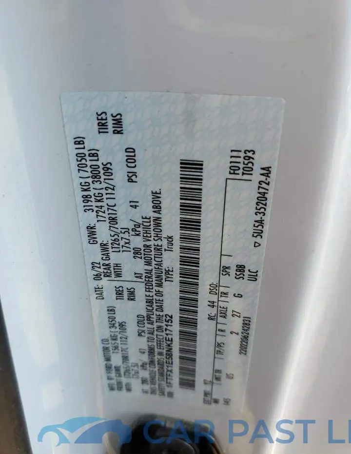 1FTFX1E58NKE17152# 12