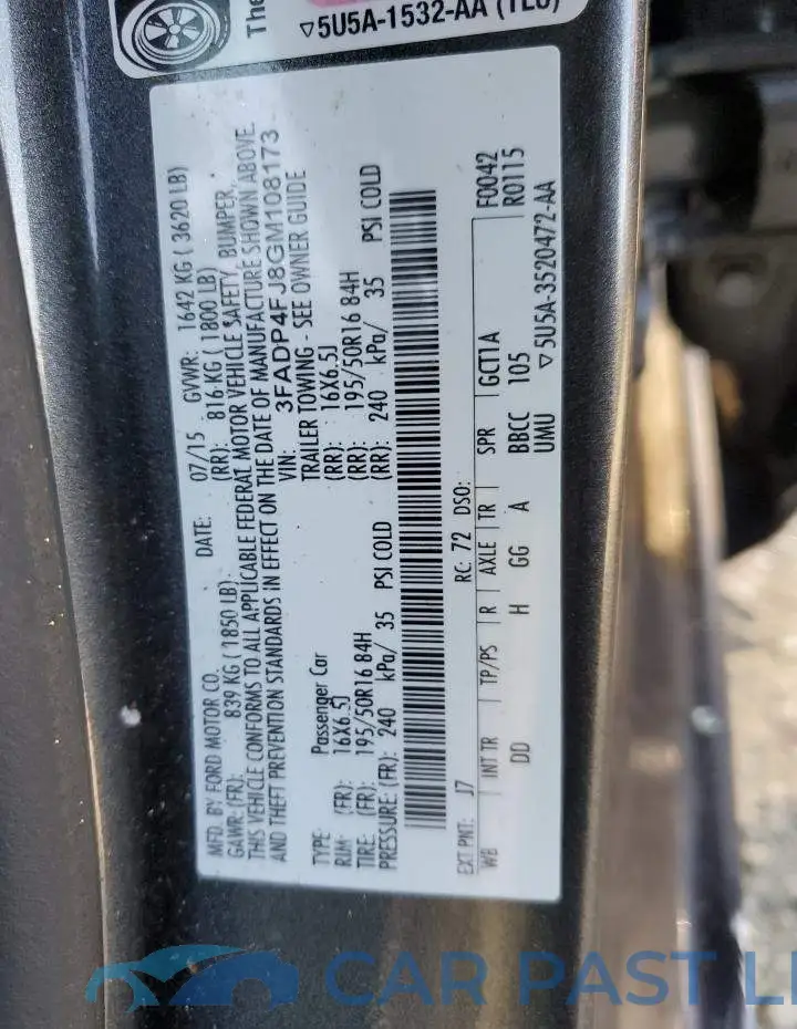 3FADP4FJ8GM108173# 12