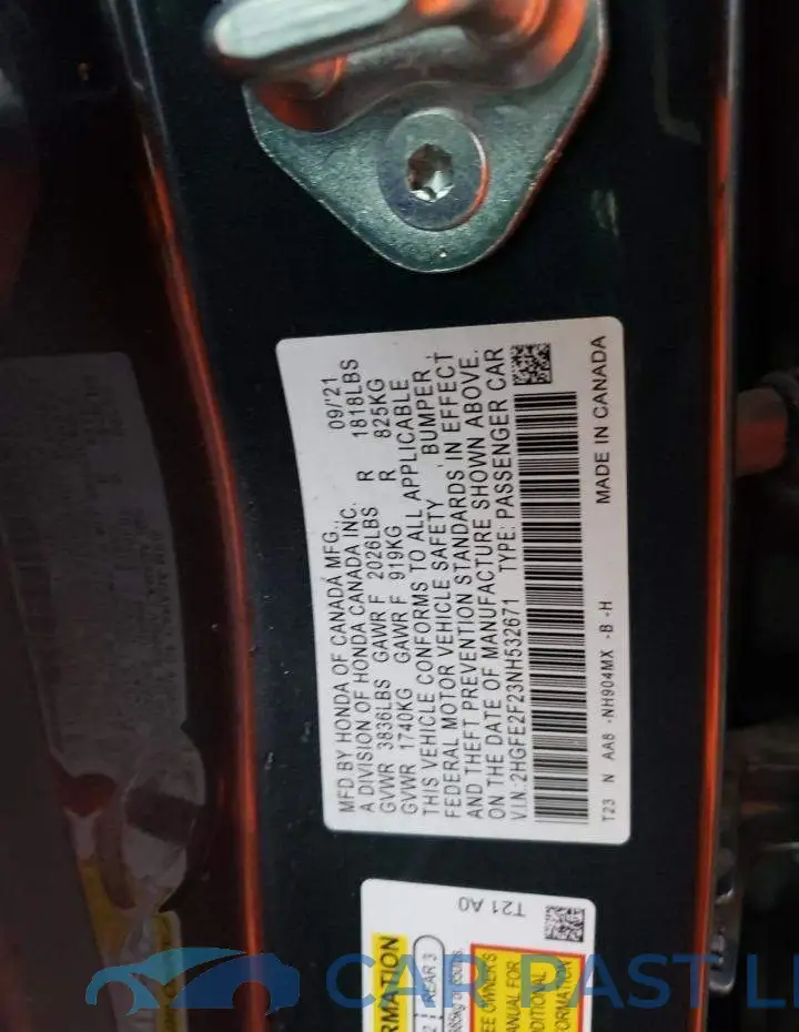 2HGFE2F23NH532671# 12