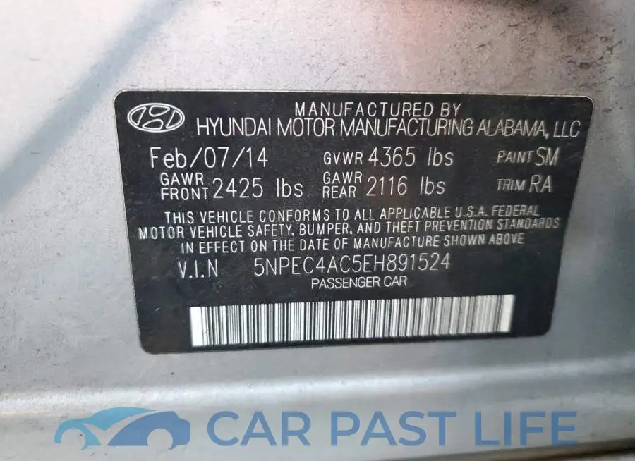 5NPEC4AC5EH891524# 12