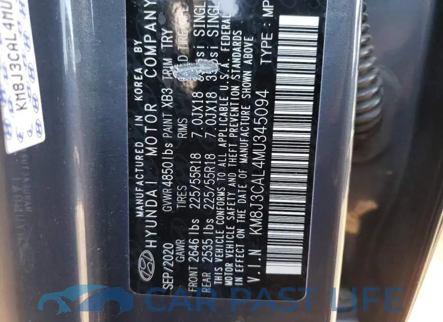 KM8J3CAL4MU345094# 12
