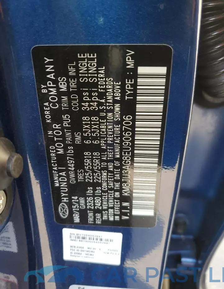 KM8JU3AG8EU906706# 14