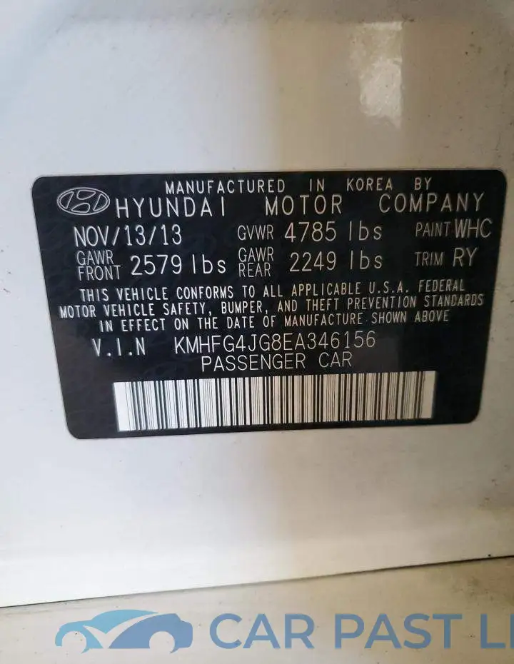 KMHFG4JG8EA346156# 12