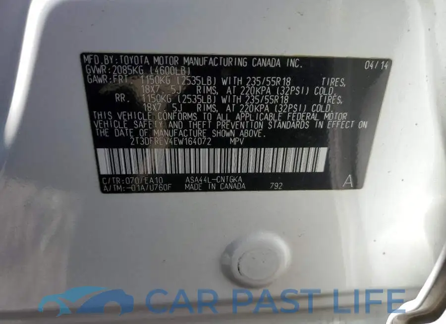 2T3DFREV4EW164072# 13