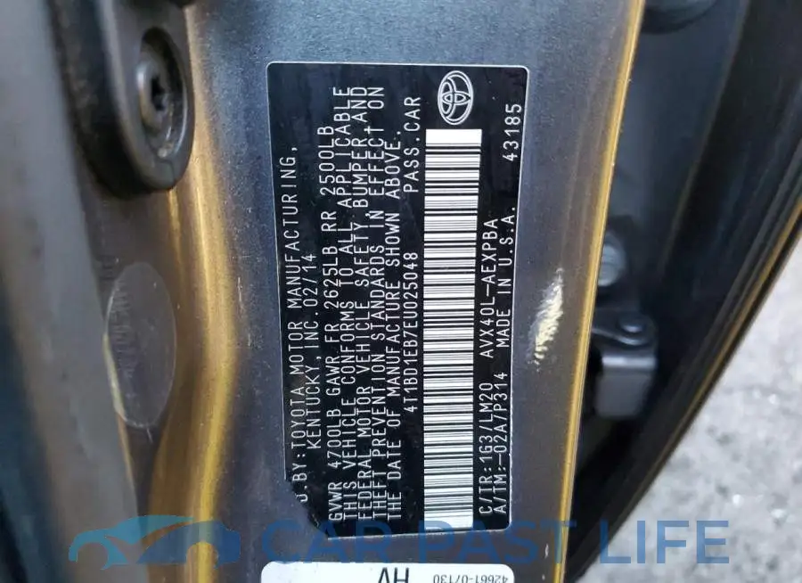 4T1BD1EB7EU025048# 12
