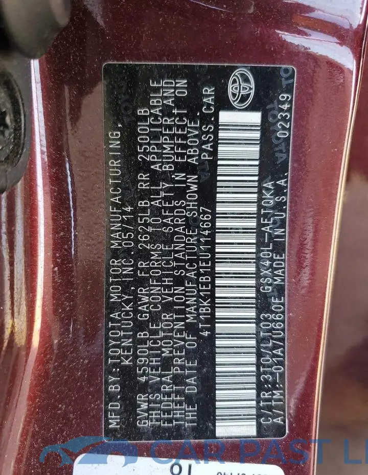 4T1BK1EB1EU114667# 12