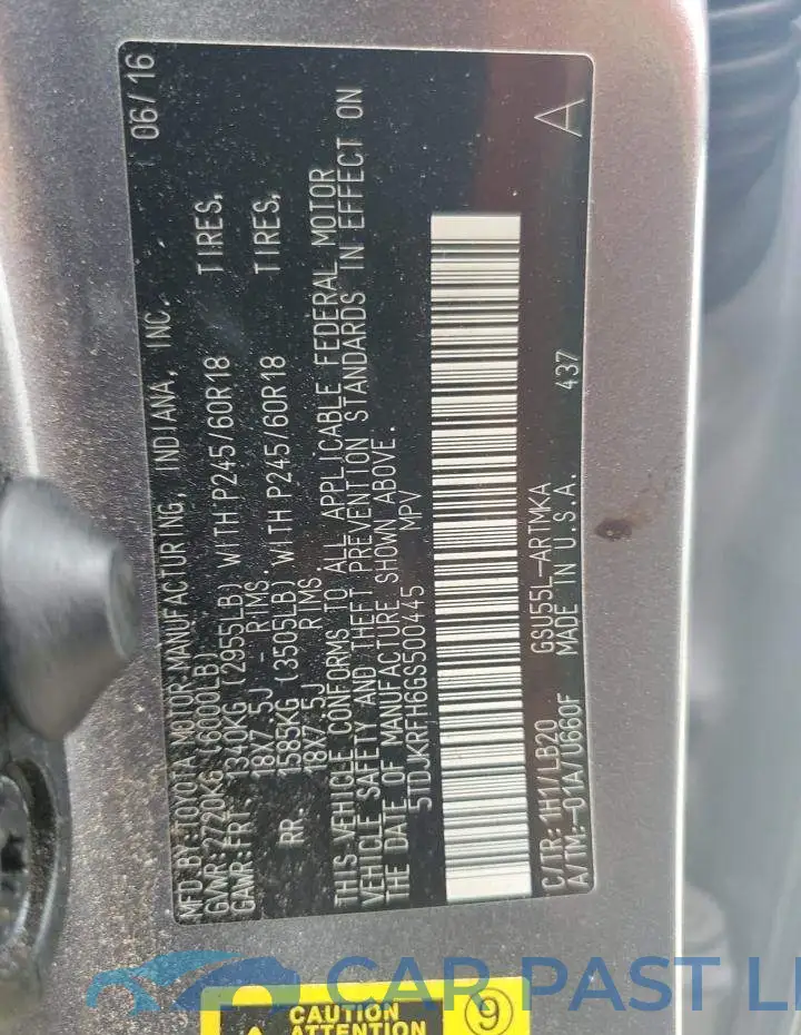 5TDJKRFH6GS500445# 10