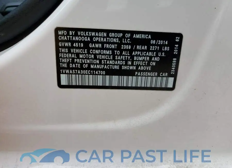 1VWAS7A30EC114700# 12