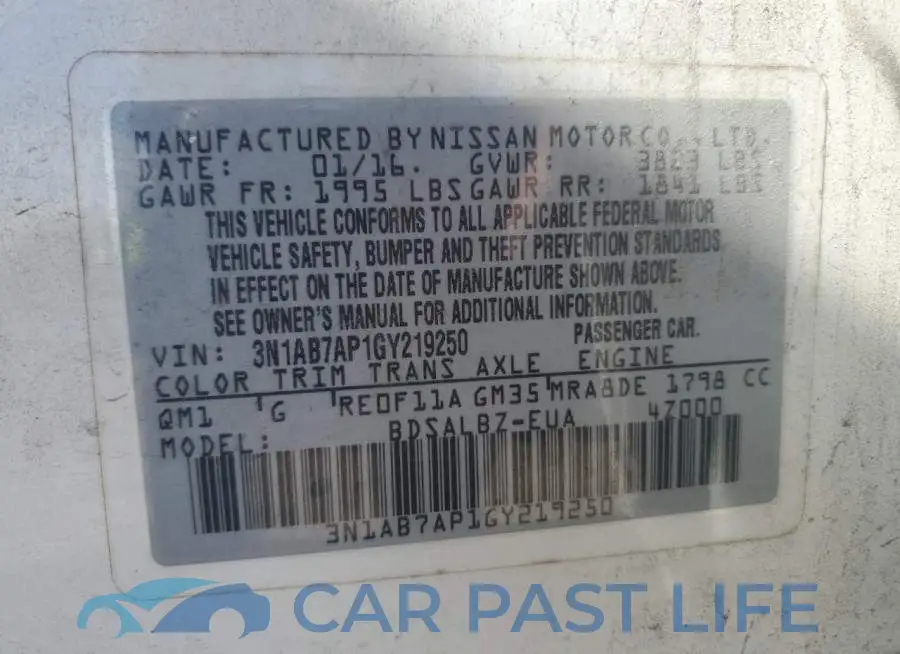 3N1AB7AP1GY219250# 12