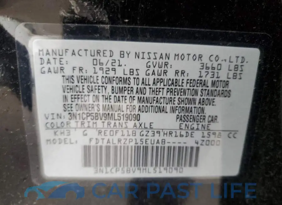 3N1CP5BV9ML519090# 13