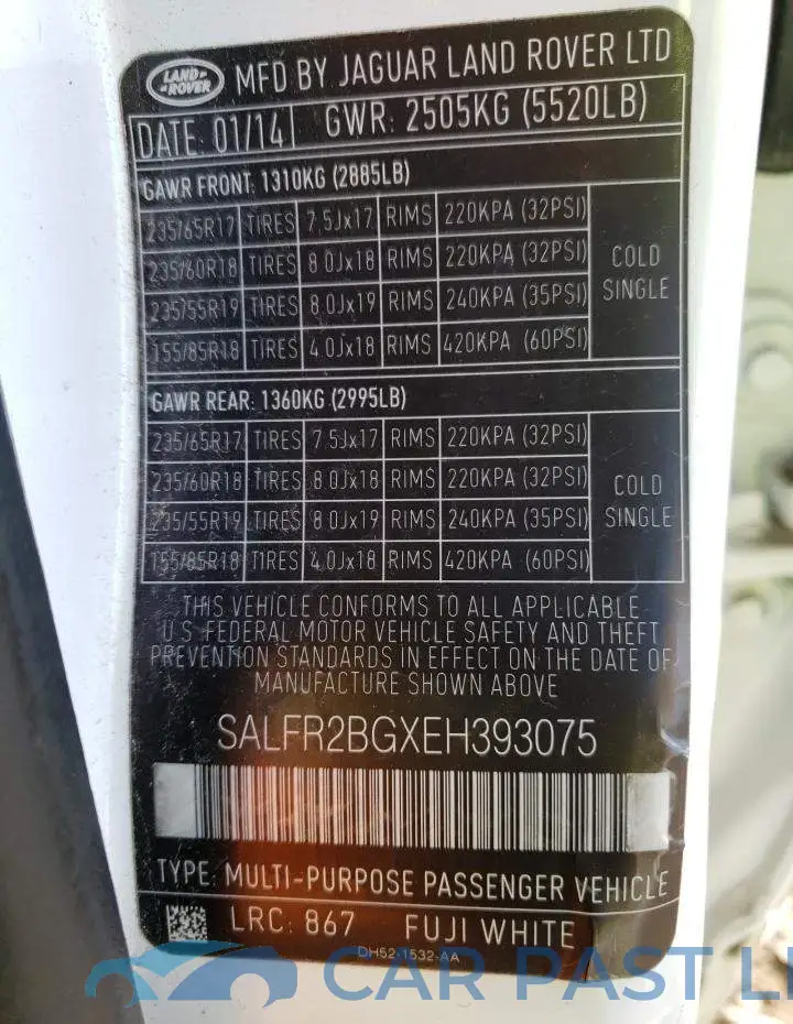 SALFR2BGXEH393075# 13