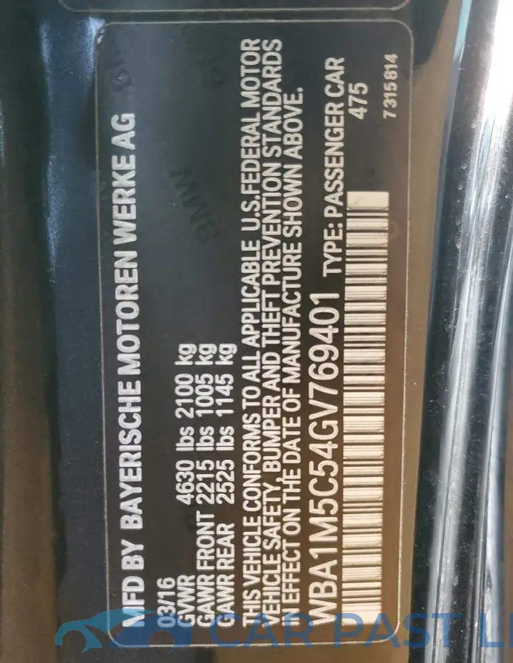 WBA1M5C54GV769401# 12