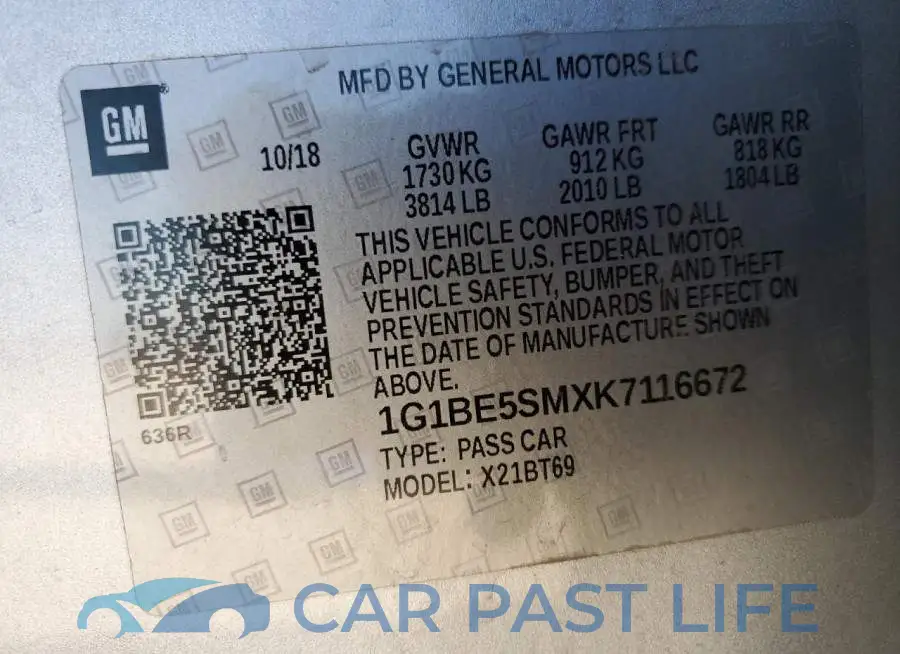 1G1BE5SMXK7116672# 12