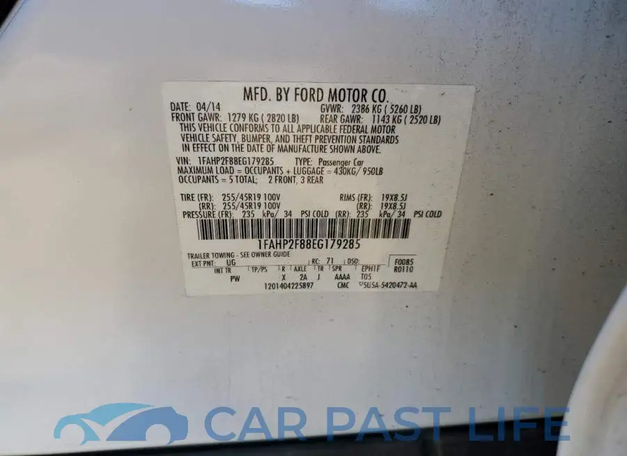 1FAHP2F88EG179285# 12
