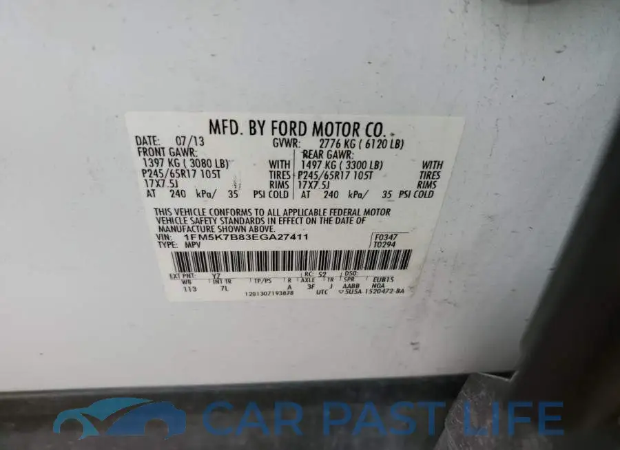 1FM5K7B83EGA27411# 12