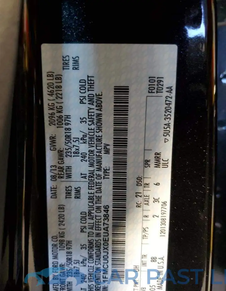 1FMCU0JX0EUA73846# 13