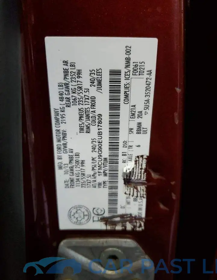 1FMCU9G90EUB17809# 13