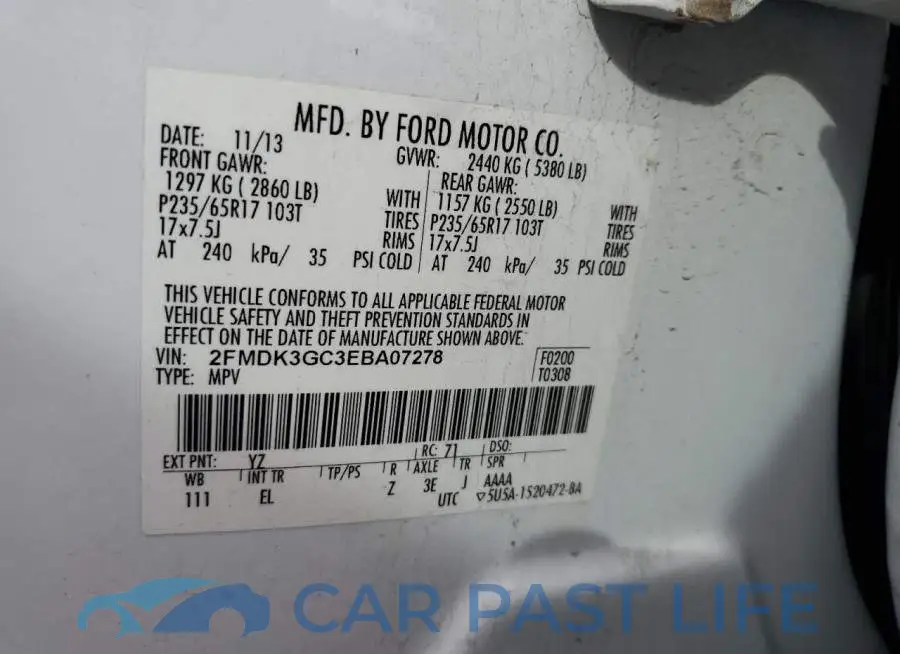 2FMDK3GC3EBA07278# 12