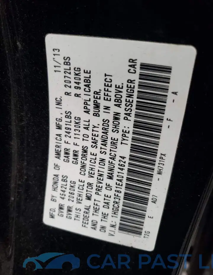 1HGCR3F81EA014624# 12