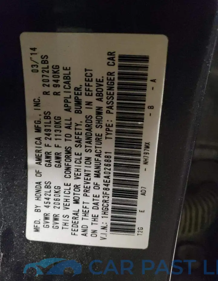 1HGCR3F84EA026881# 12