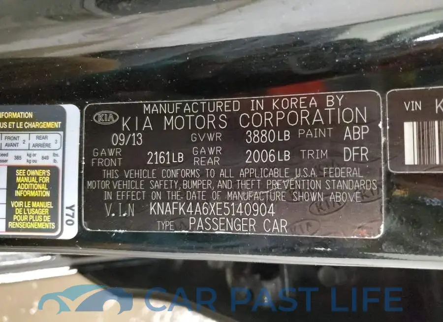 KNAFK4A6XE5140904# 12