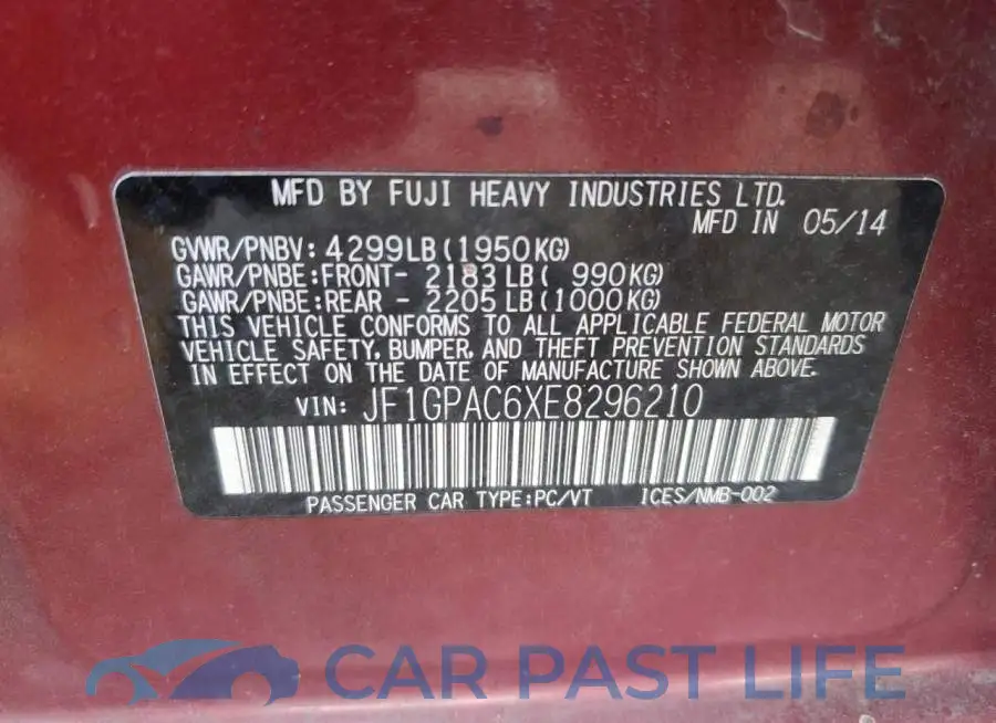 JF1GPAC6XE8296210# 12