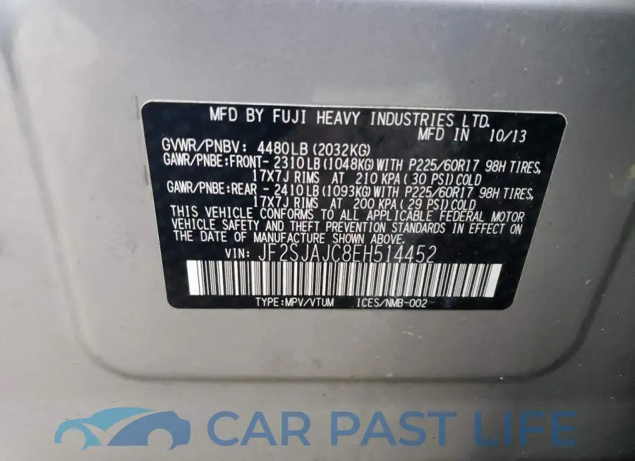 JF2SJAJC8EH514452# 13