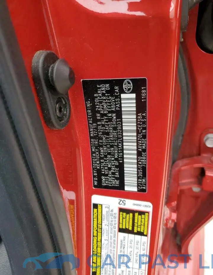 4T1G11AK7LU329031# 12