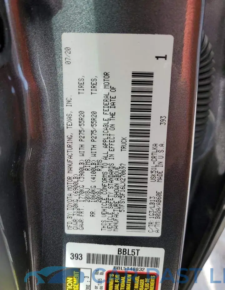 5TFSY5F16LX270697# 12