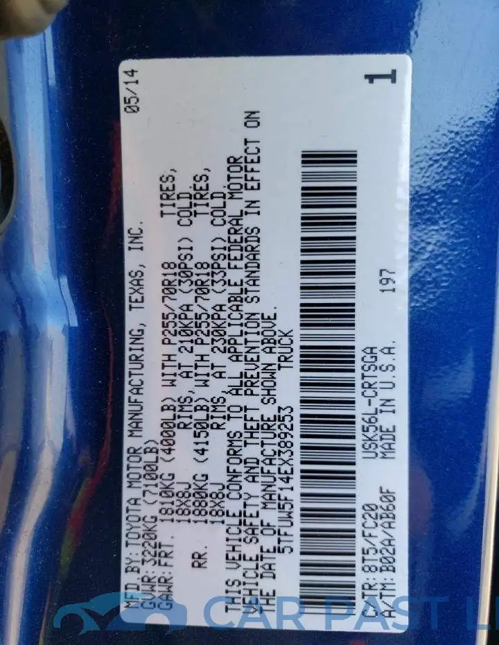 5TFUW5F14EX389253# 13