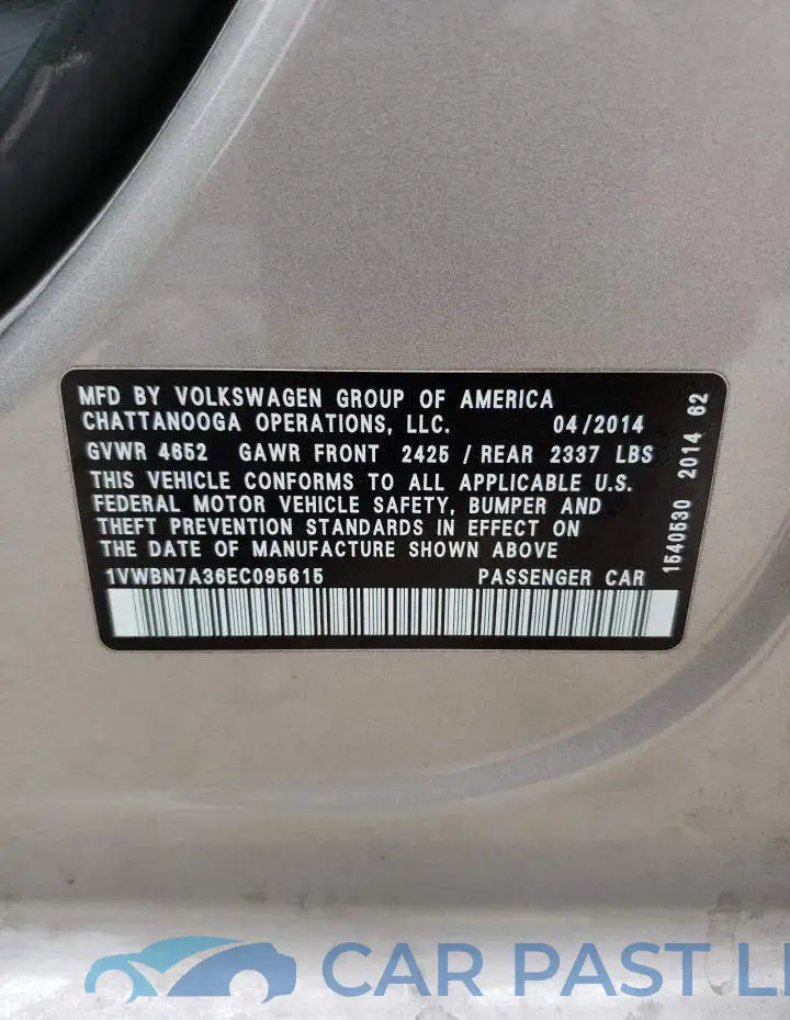 1VWBN7A36EC095615# 12