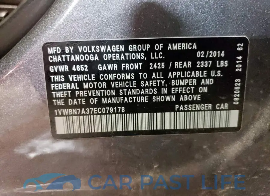 1VWBN7A37EC079178# 12