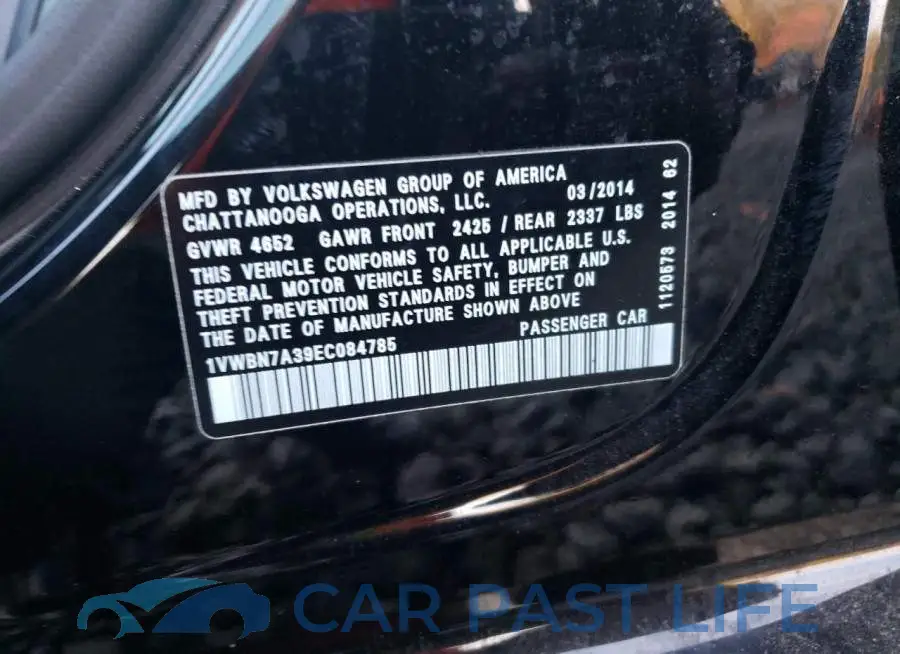 1VWBN7A39EC084785# 12