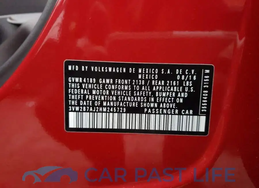 3VW2B7AJ2HM245729# 12
