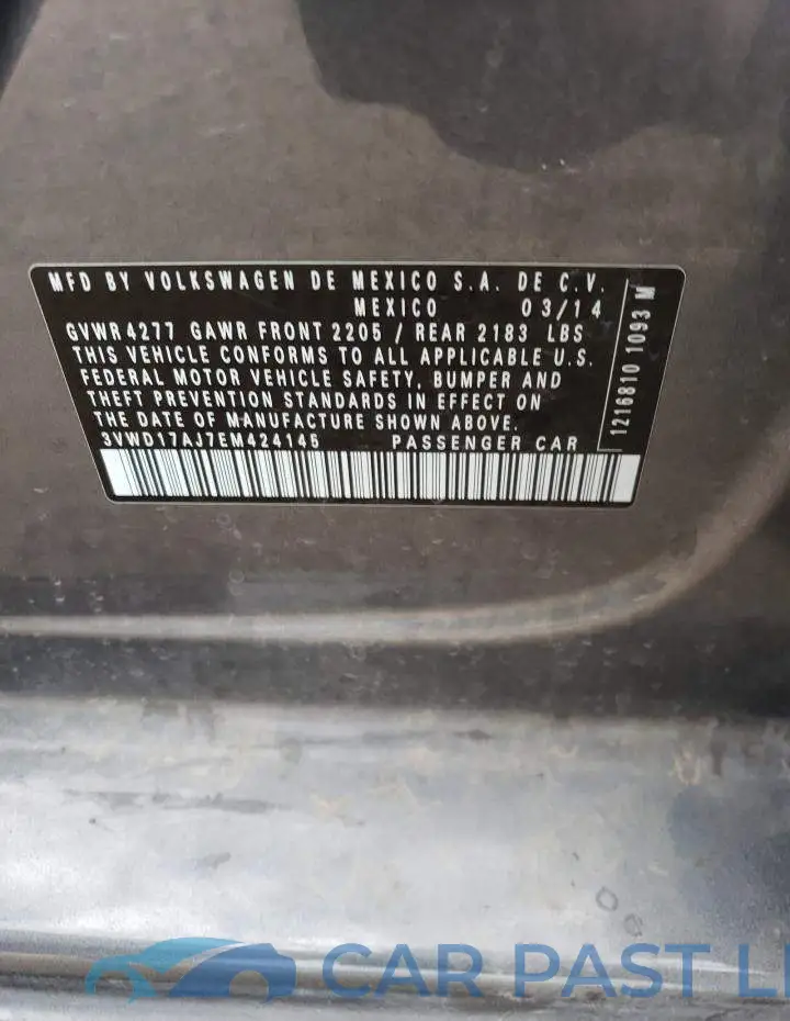 3VWD17AJ7EM424145# 12