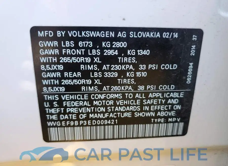 WVGEF9BP3ED009421# 13