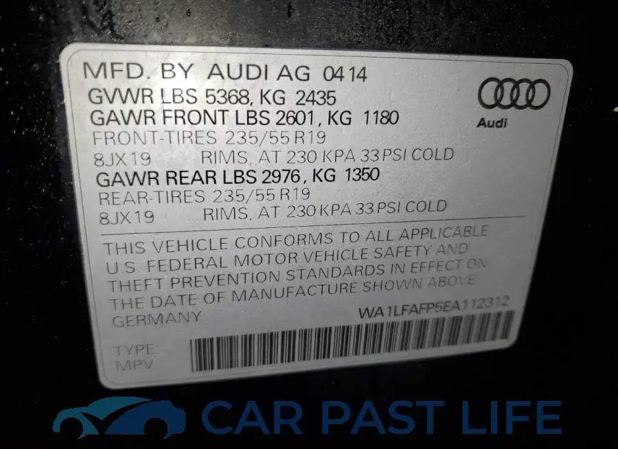 WA1LFAFP5EA112312# 13