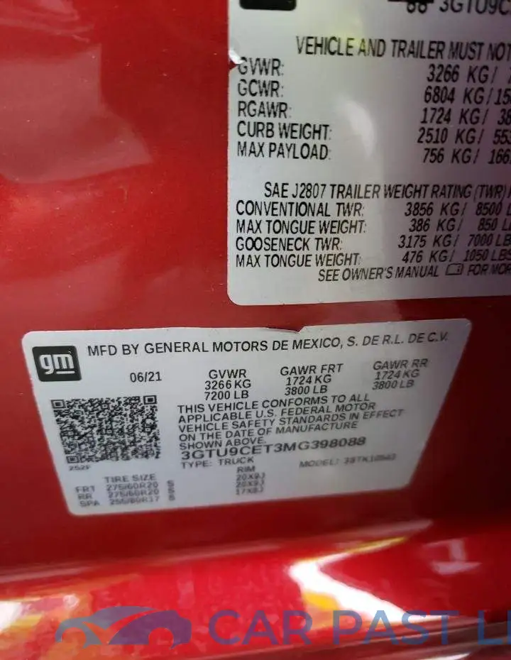 3GTU9CET3MG398088# 12