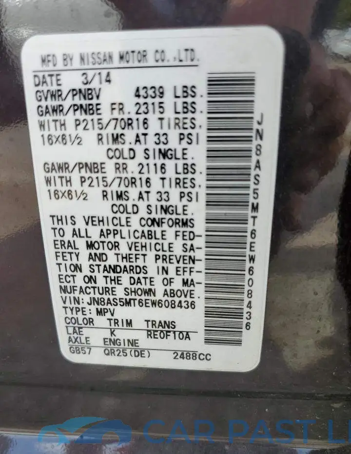JN8AS5MT6EW608436# 13
