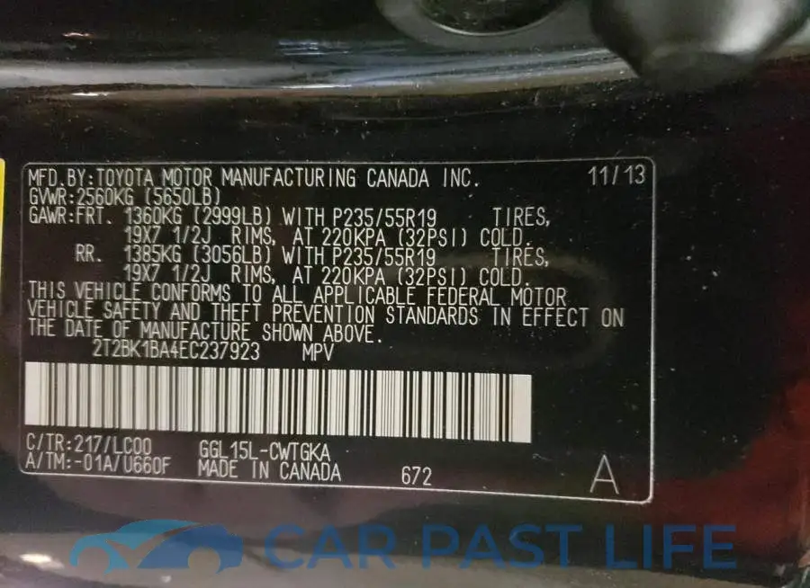 2T2BK1BA4EC237923# 13