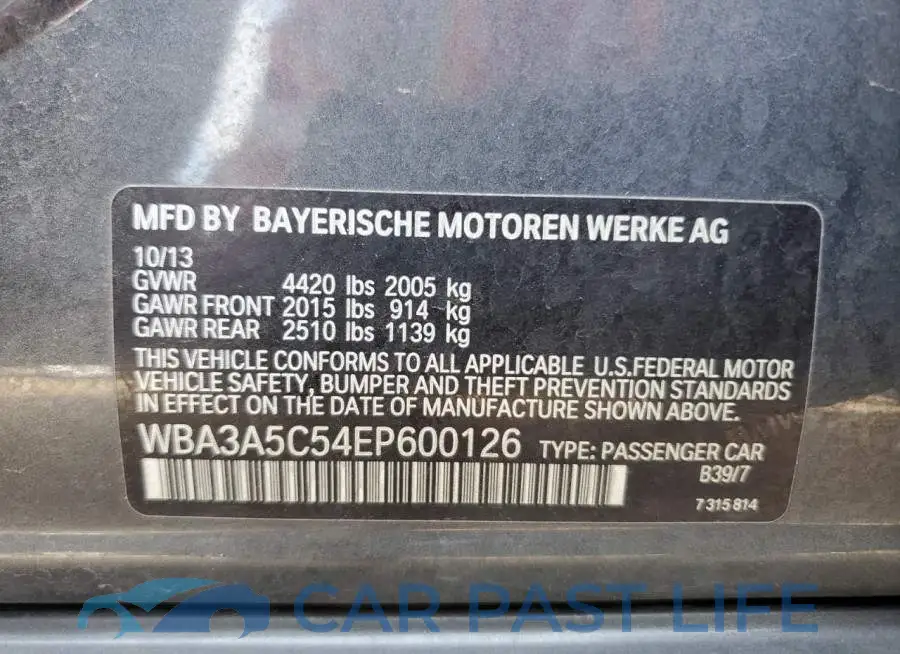 WBA3A5C54EP600126# 12
