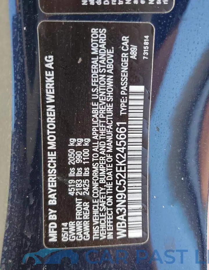 WBA3N9C52EK245661# 12
